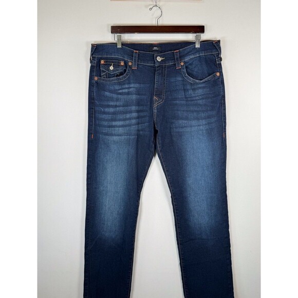 True Religion Mens Jeans Blue Ricky Relaxed Straight Denim Medium Wash 38x33 - Picture 5 of 12